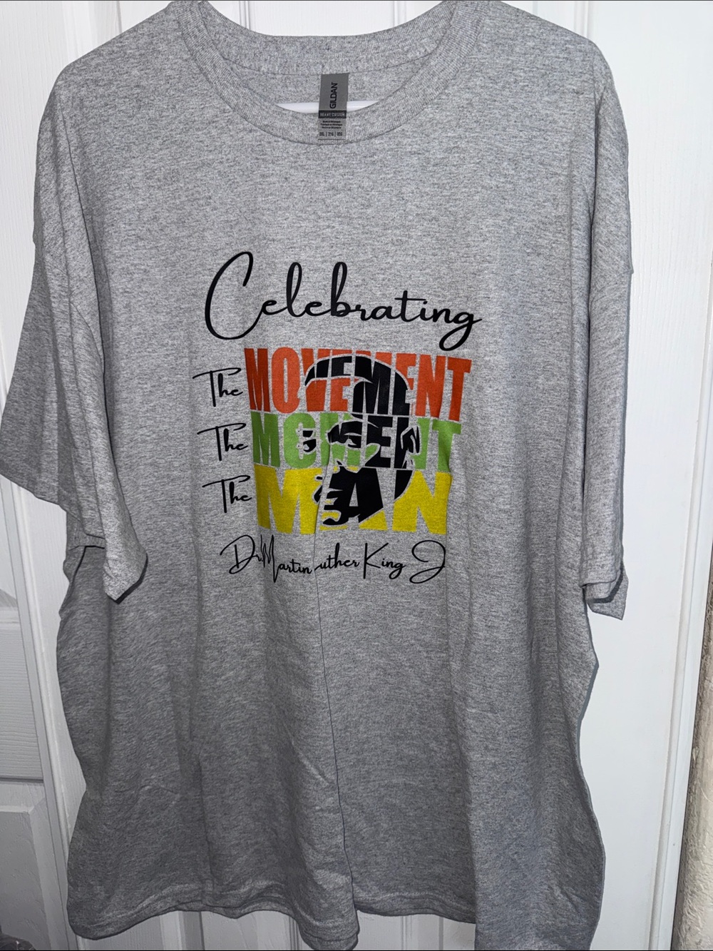 MLK Gildan Gray Short-Sleeve Tee with Red, Green & Yellow Graphic
